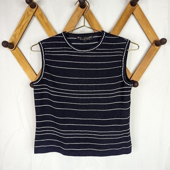 St. John Basics Knit Sleeveless Crew Neck Blouse Top - Picture 1 of 6